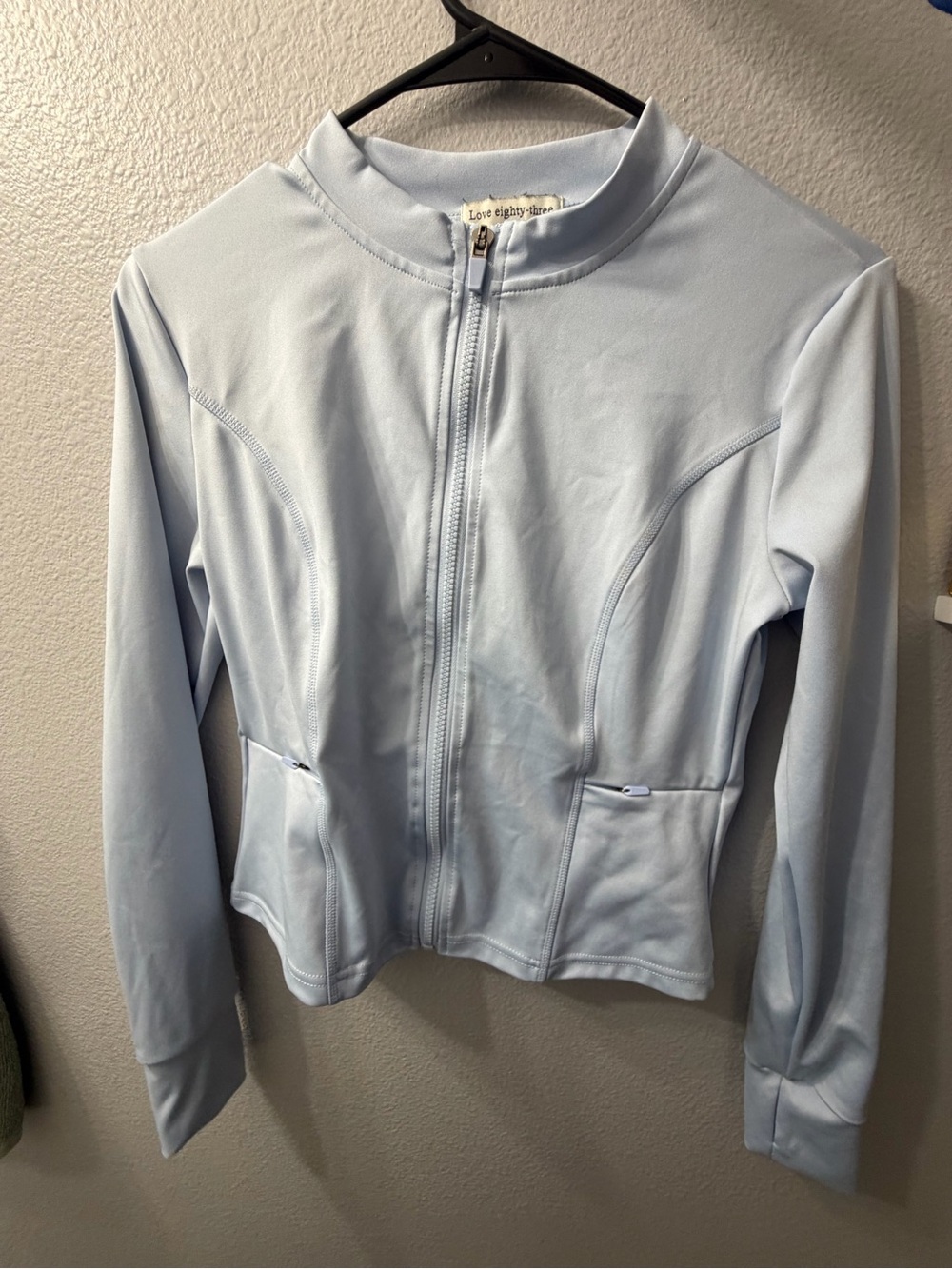& Other Stories Pale Blue Zip-Up Bomber Jacket